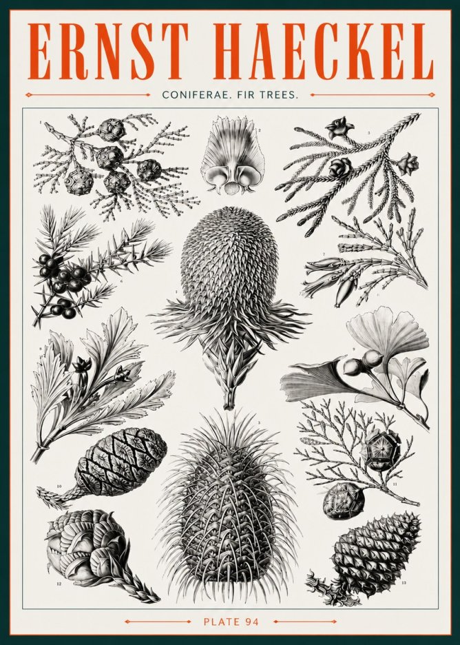 Ernst Haeckel Coniferae. Fir Trees. No3 - Póster