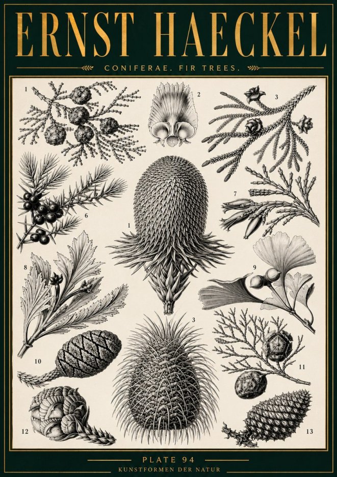 Ernst Haeckel Coniferae. Fir Trees. No4 - Póster