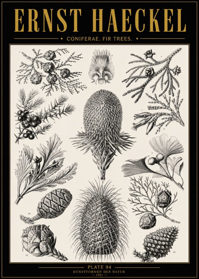 Ernst Haeckel Coniferae. Fir Trees. No5 - Póster