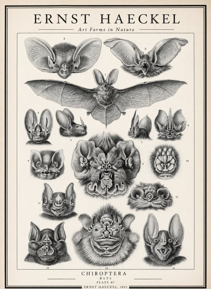 Ernst Haeckel Chiroptera Bats No3 - Póster