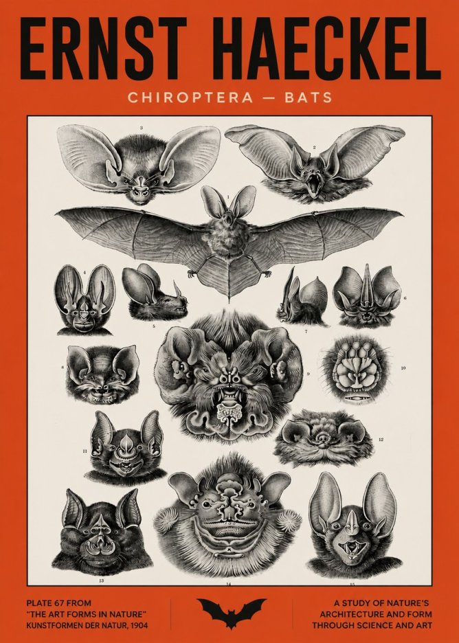 Ernst Haeckel Chiroptera Bats No5 - Póster
