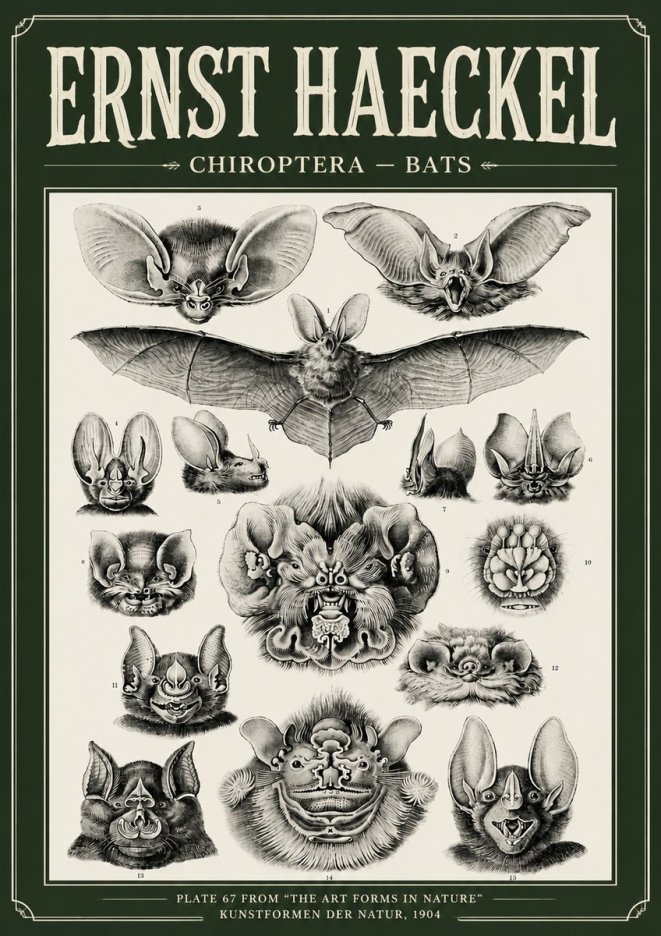 Ernst Haeckel Chiroptera Bats No6 - Póster