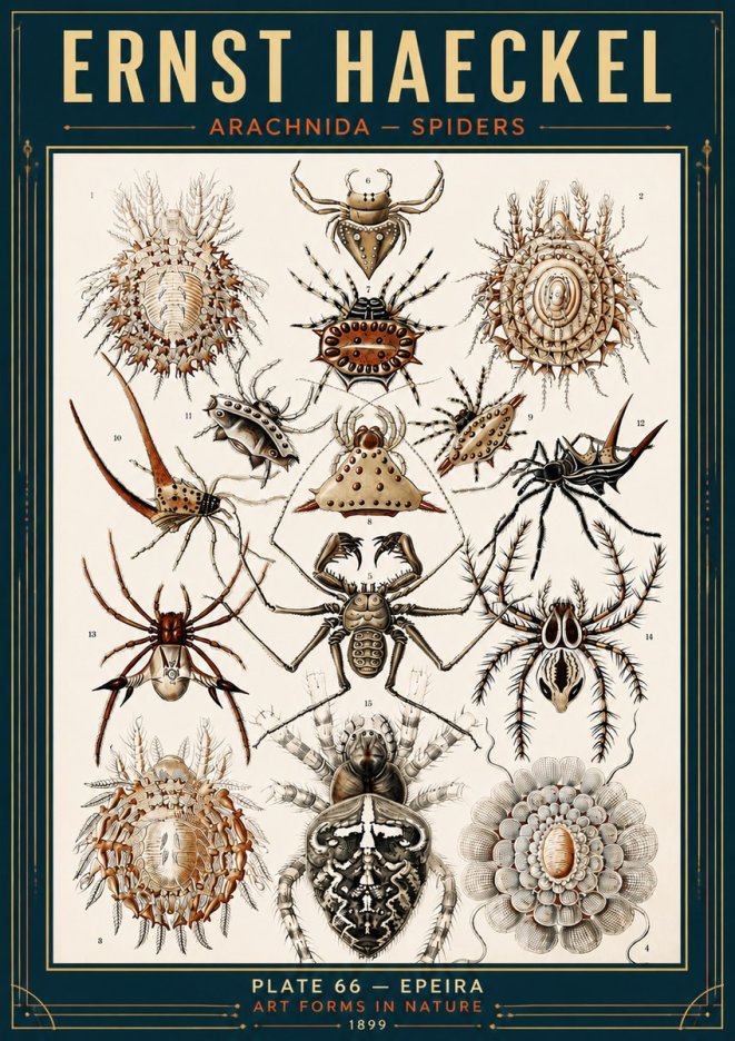 Ernst Haeckel Arachnida — Spiders No6 - Póster