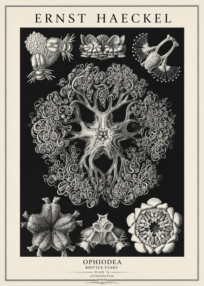 Ernst Haeckel Ophiodea - Brittle Stars II No3 - Póster