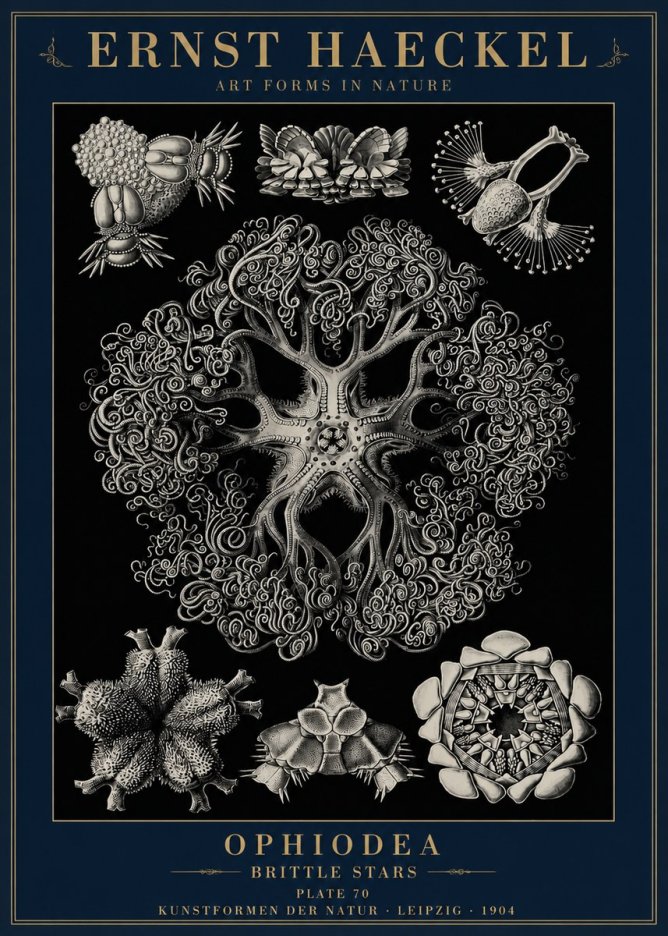 Ernst Haeckel Ophiodea - Brittle Stars II No6 - Póster