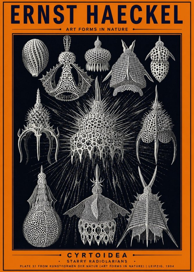 Ernst Haeckel Cyrtoidea - Starry Radiolarians No2 - Póster