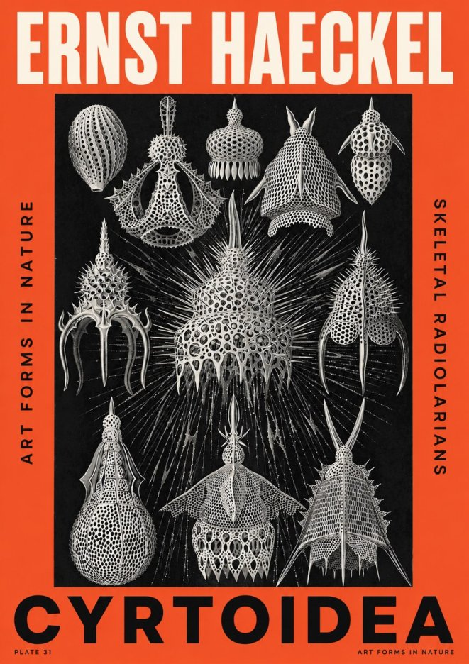 Ernst Haeckel Cyrtoidea - Starry Radiolarians No5 - Póster