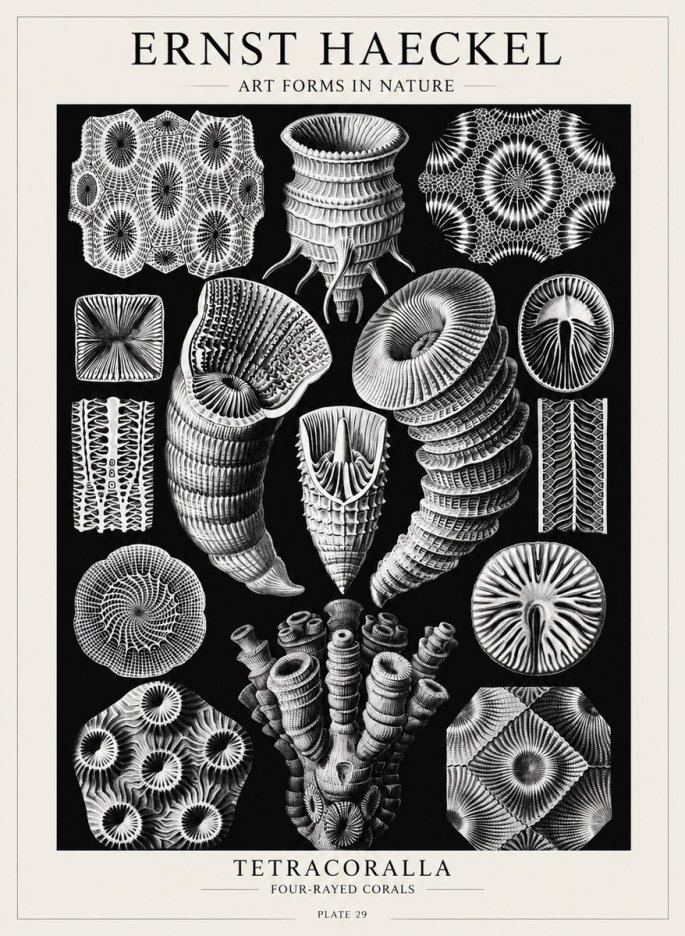 Ernst Haeckel Tetracoralla - Four-rayed Corals No4 - Póster