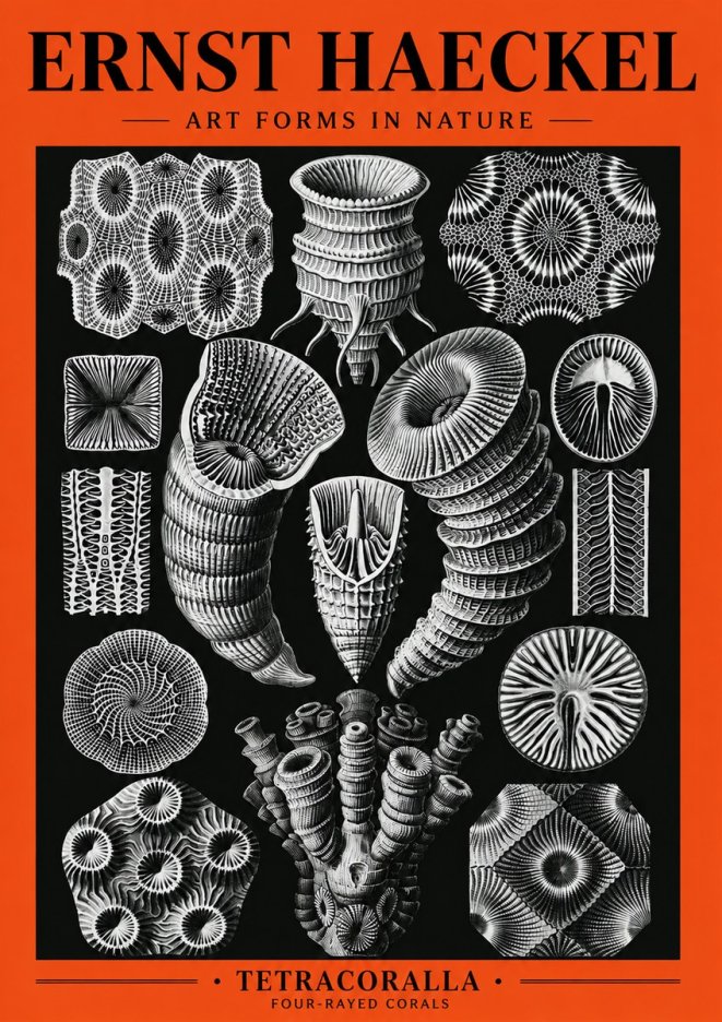 Ernst Haeckel Tetracoralla - Four-rayed Corals No5 - Póster