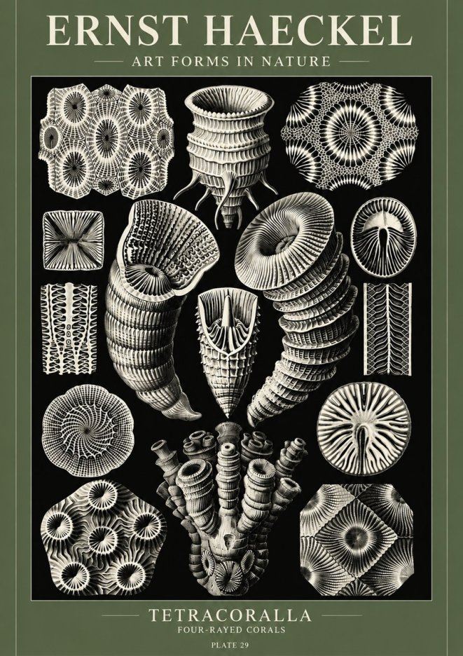 Ernst Haeckel Tetracoralla - Four-rayed Corals No6 - Póster