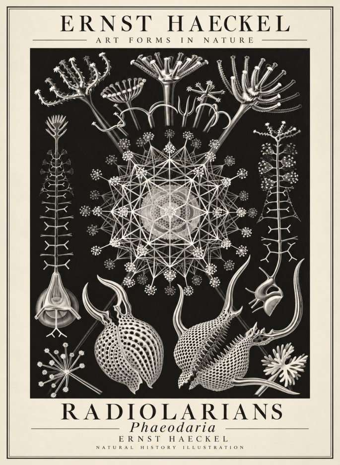 Ernst Haeckel Phaeodaria Radiolarians - Plate 61 No3 - Póster