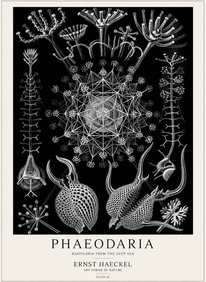 Ernst Haeckel Phaeodaria Radiolarians - Plate 61 No5 - Póster