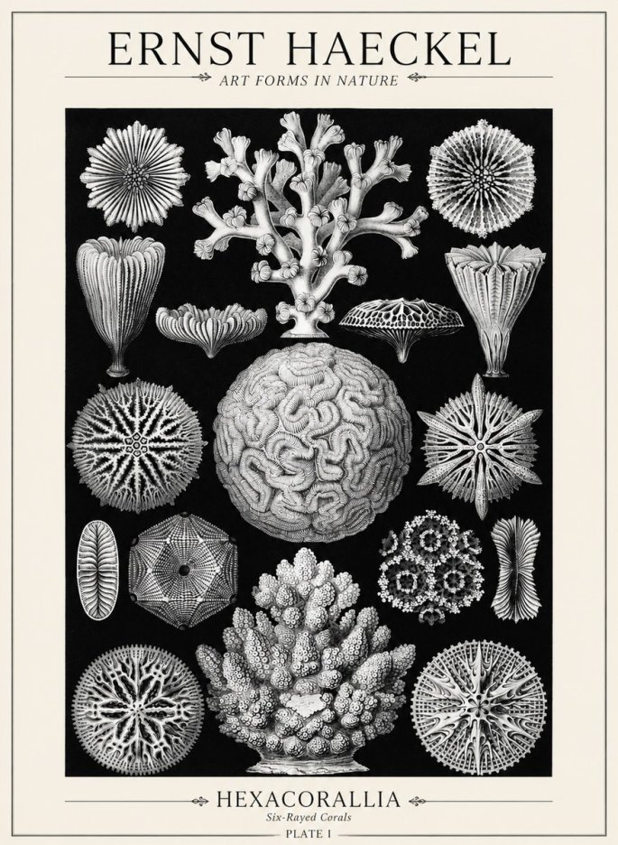 Ernst Haeckel Hexacoralla – Six-rayed Corals No5 - Póster