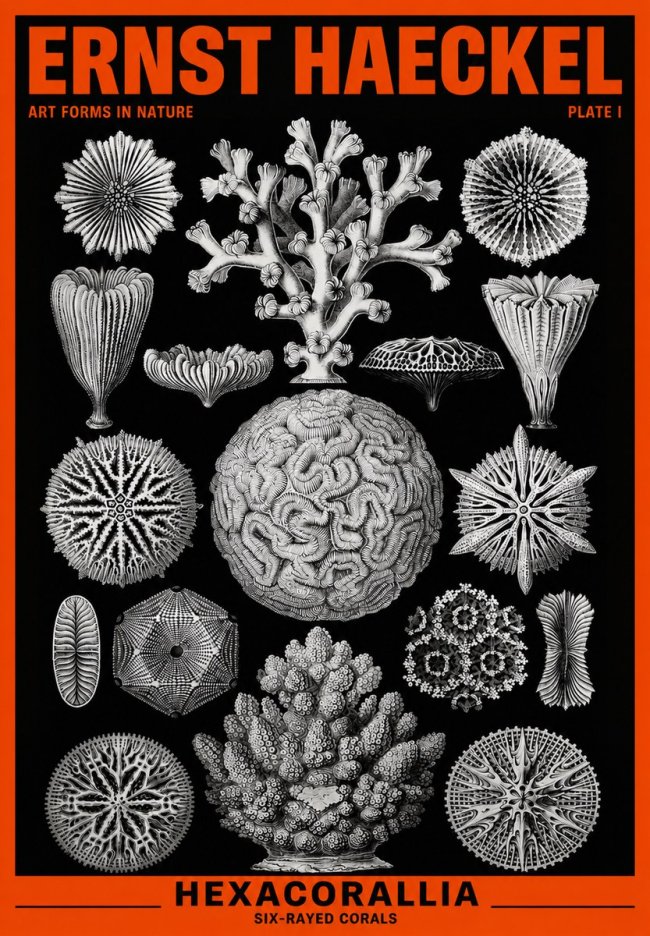 Ernst Haeckel Hexacoralla – Six-rayed Corals No6 - Póster
