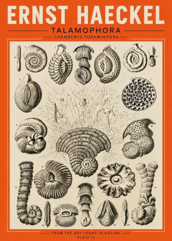 Ernst Haeckel Thalamophora – Foraminifera Plate 12 No5 - Póster
