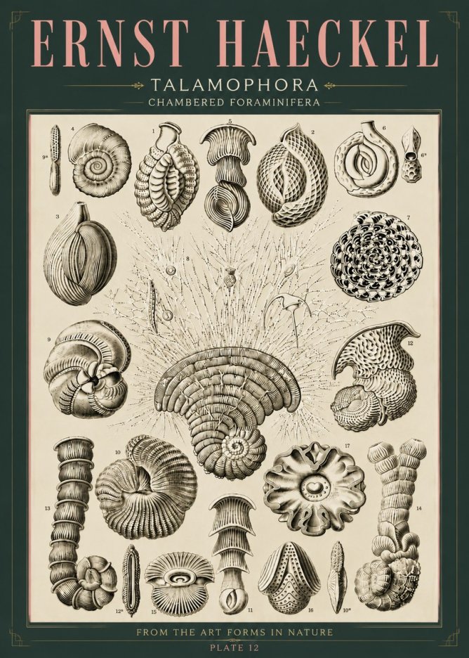 Ernst Haeckel Thalamophora – Foraminifera Plate 12 No6 - Póster