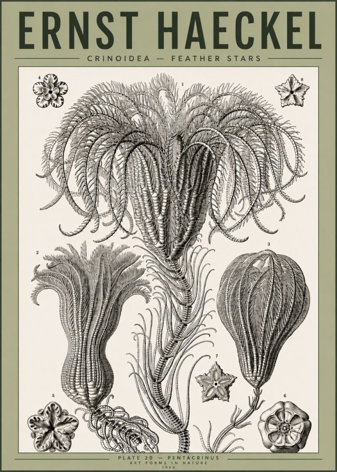 Ernst Haeckel Crinoidea - Palm Lilies No4 - Póster