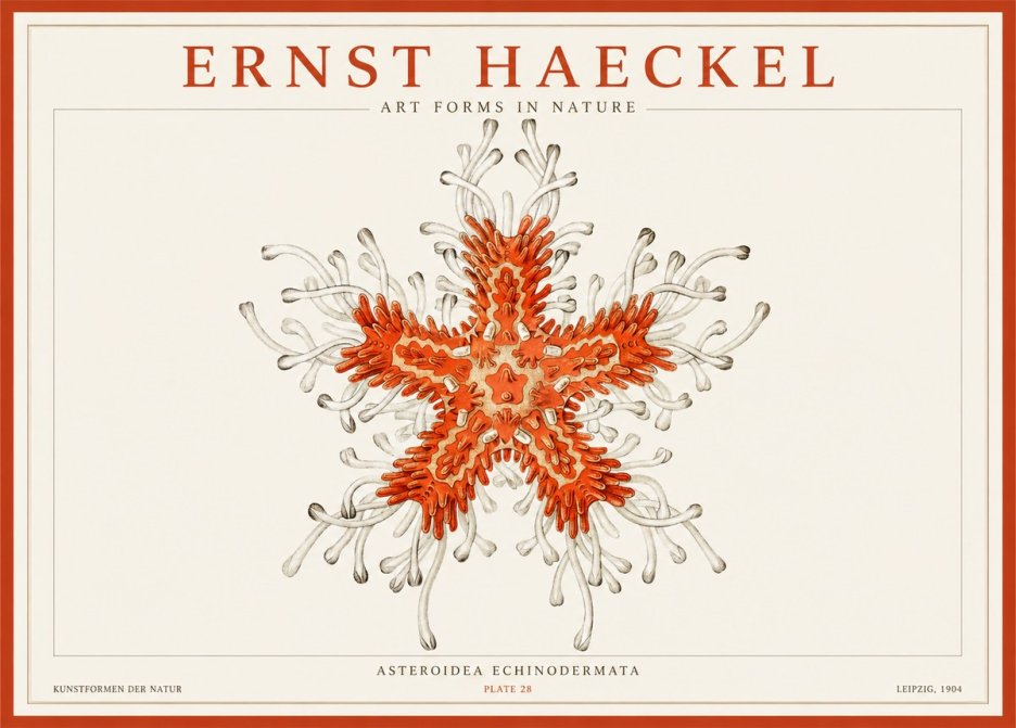 Ernst Haeckel Asteroidea Echinodermata Plate 28 No1 - Póster