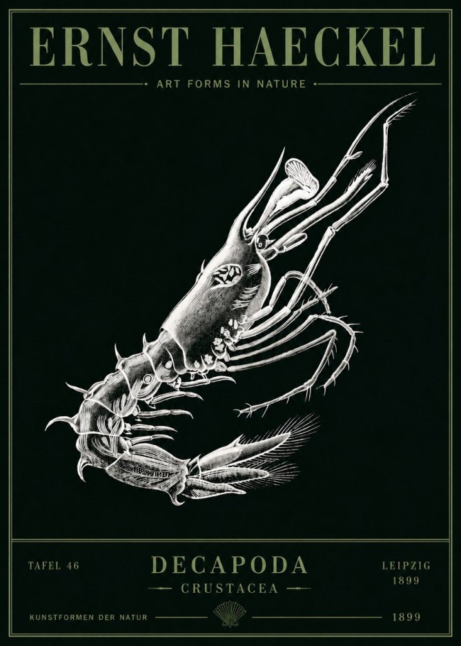 Ernst Haeckel Decapoda the Crustaceans No5 - Póster