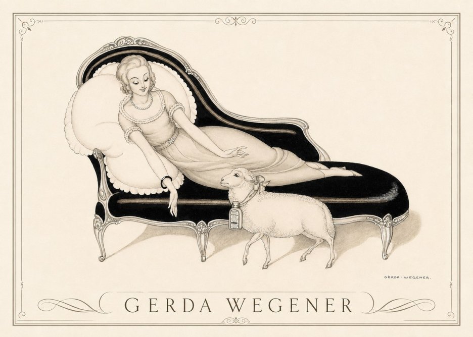 Gerda Wegener Lady with Lamb No3 - Póster