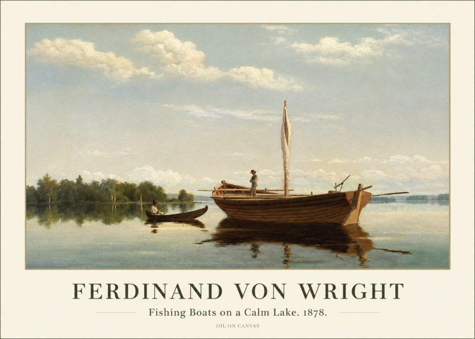 Ferdinand von Wright Fishing Boats on a Calm Lake. 1878. No1 - Póster