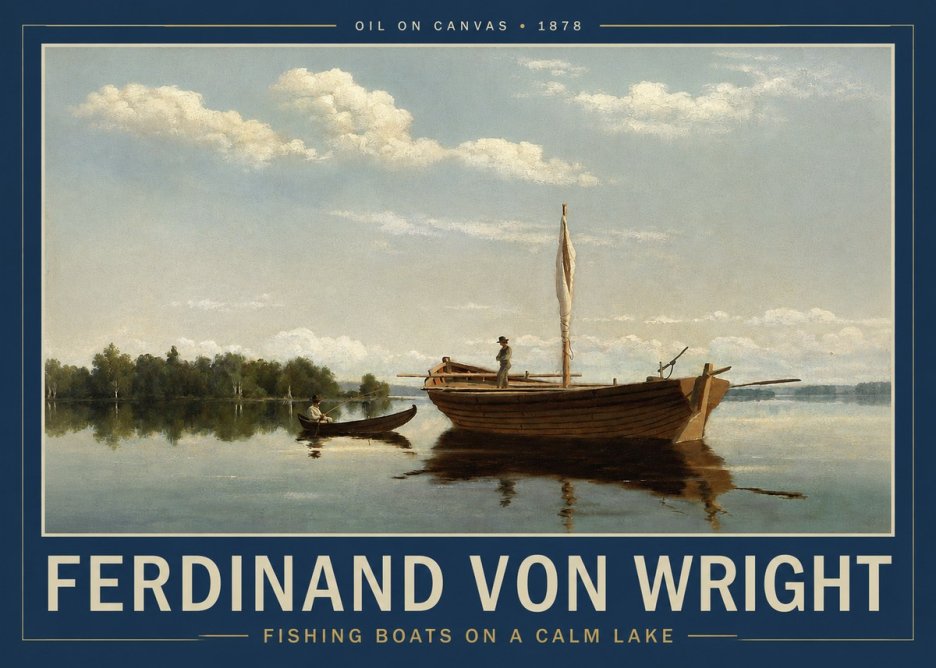 Ferdinand von Wright Fishing Boats on a Calm Lake. 1878. No2 - Póster