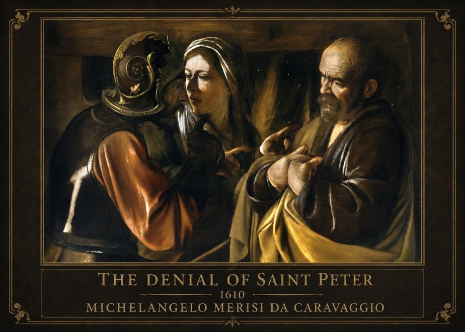 Michelangelo Merisi da Caravaggio The Denial of Saint Peter No1 - Póster