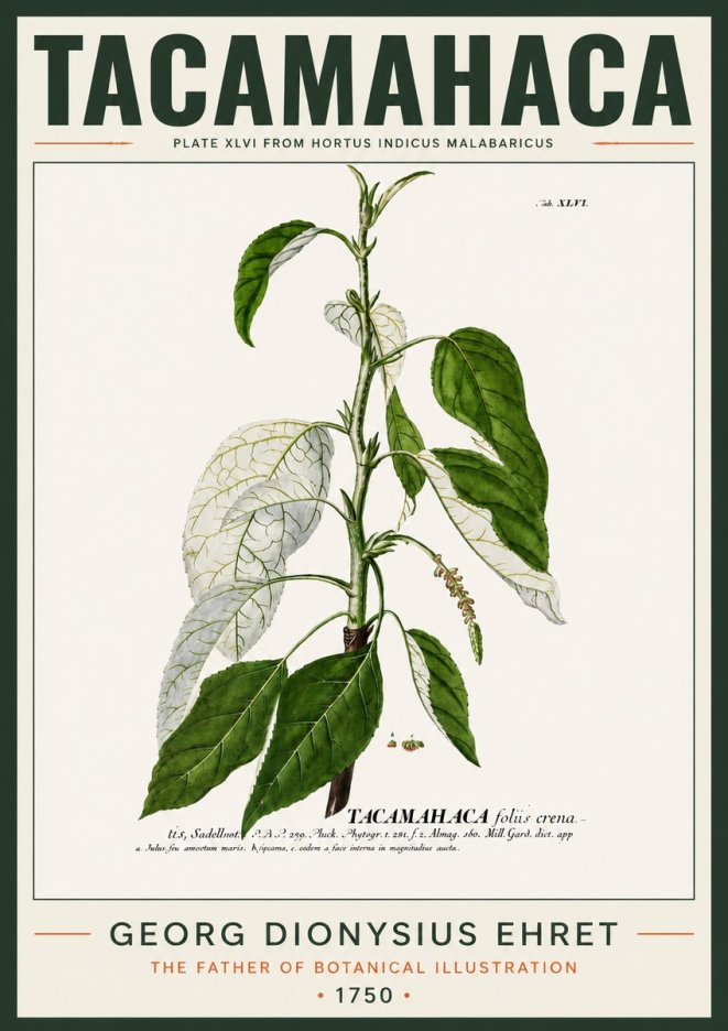 Georg Dionysius Ehret Tacamahaca (Saddlewood) No4 - Póster