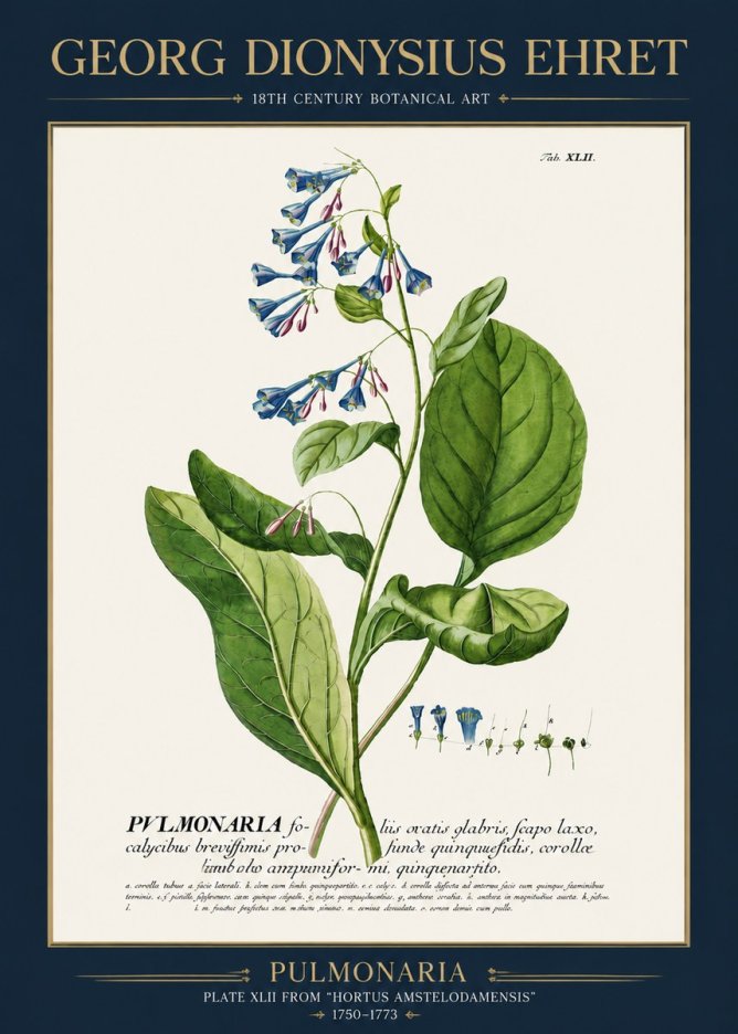 Georg Dionysius Ehret Pulmonaria No3 - Póster