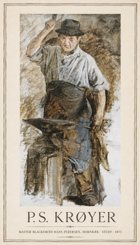 P.S. Krøyer Master Blacksmith Hans Pedersen, Hornbaek · Study · 1873 No1 - Póster