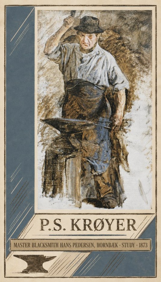 P.S. Krøyer Master Blacksmith Hans Pedersen, Hornbaek · Study · 1873 No3 - Póster