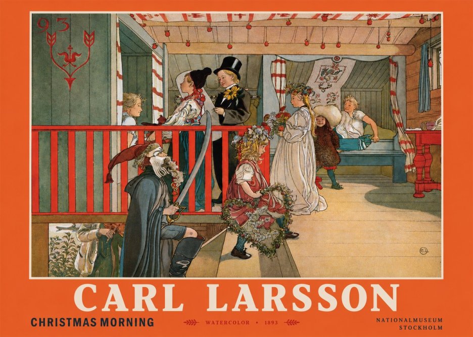 Carl Larsson Children Bringing Flowers No4 - Póster