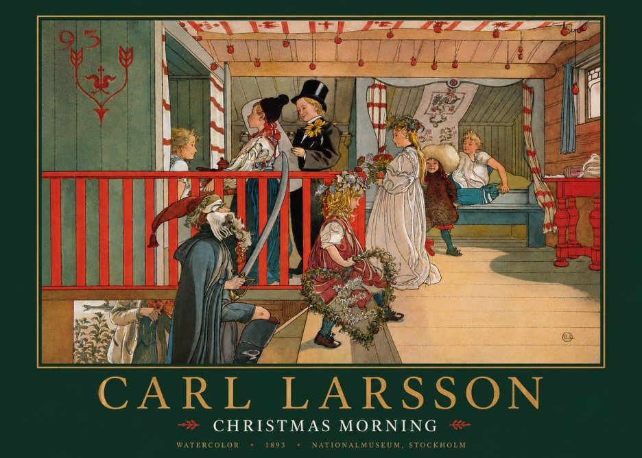 Carl Larsson Children Bringing Flowers No5 - Póster