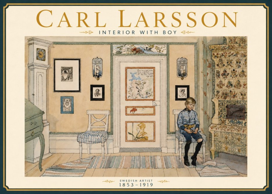 Carl Larsson Interior with Boy No6 - Póster