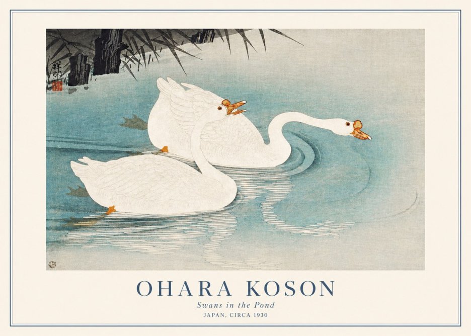 Ohara Koson Two Swans No2 - Póster