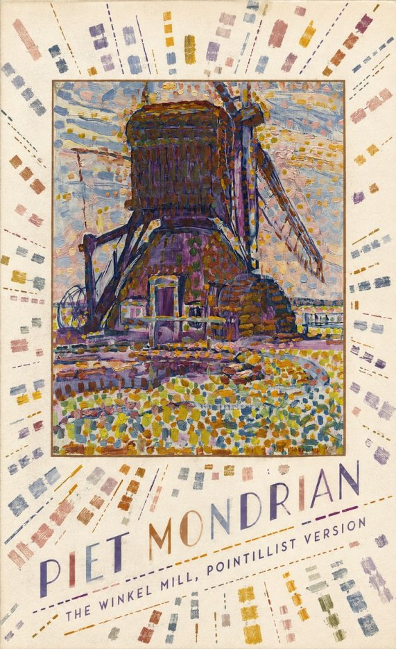 Piet Mondrian The Winkel Mill, Pointillist Version No4 - Póster