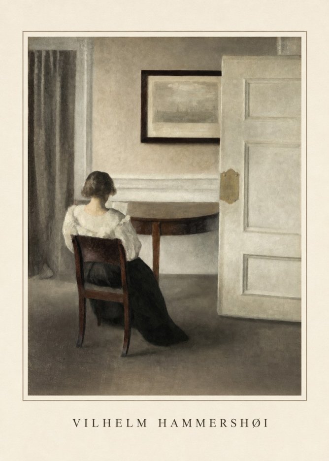 Vilhelm Hammershøi Interior with a Woman, Strandgade 30 No5 - Póster