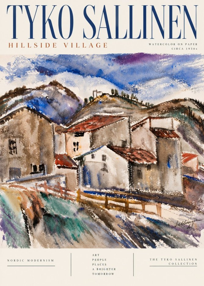 Tyko Sallinen Hillside Village No6 - Póster