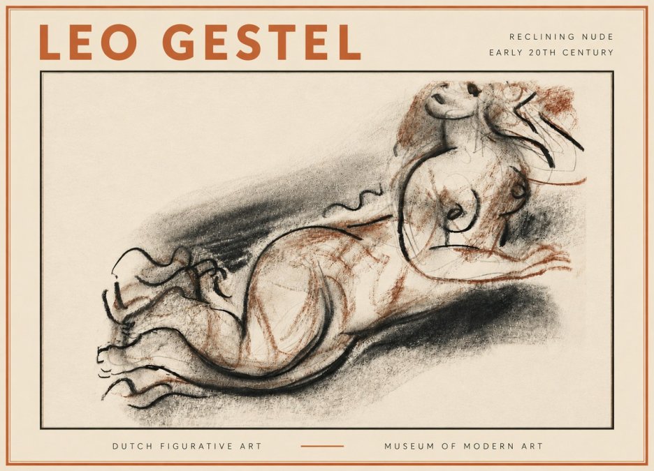 Leo Gestel Reclining Nude No5 - Póster