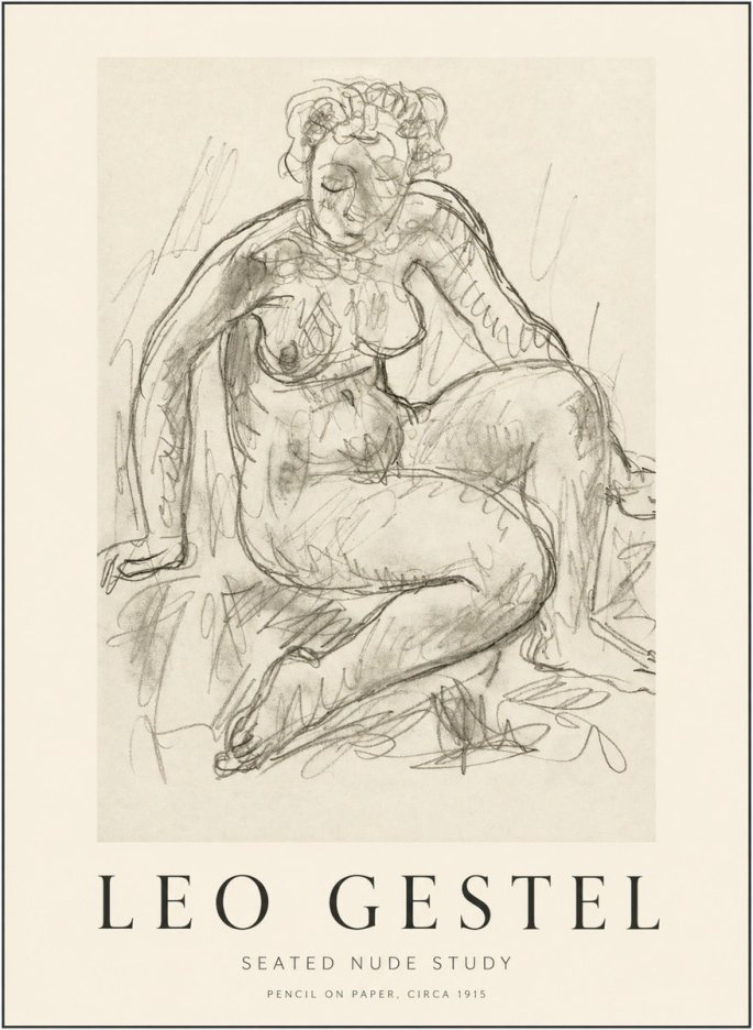 Leo Gestel Seated Nude Study No1 - Póster