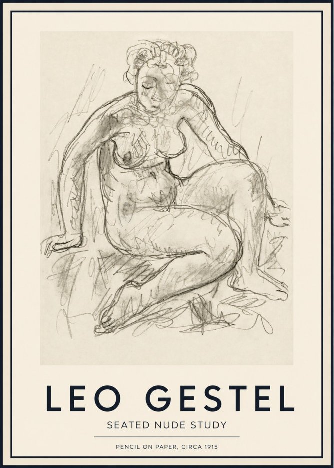 Leo Gestel Seated Nude Study No3 - Póster