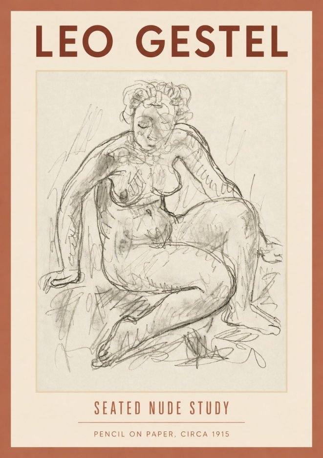 Leo Gestel Seated Nude Study No4 - Póster