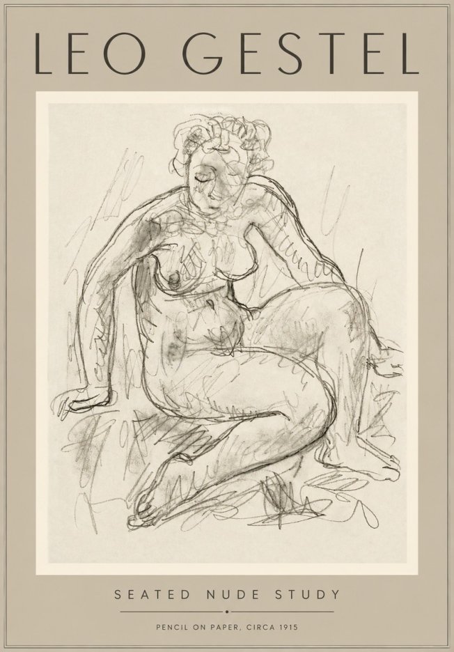 Leo Gestel Seated Nude Study No5 - Póster