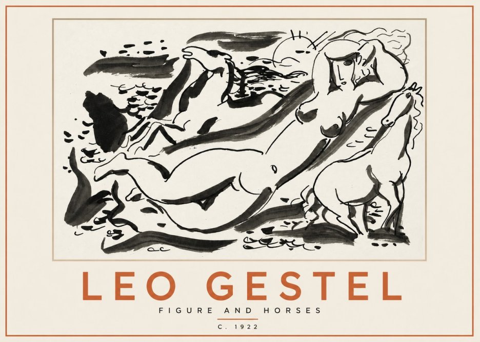 Leo Gestel Figure and Horses No2 - Póster
