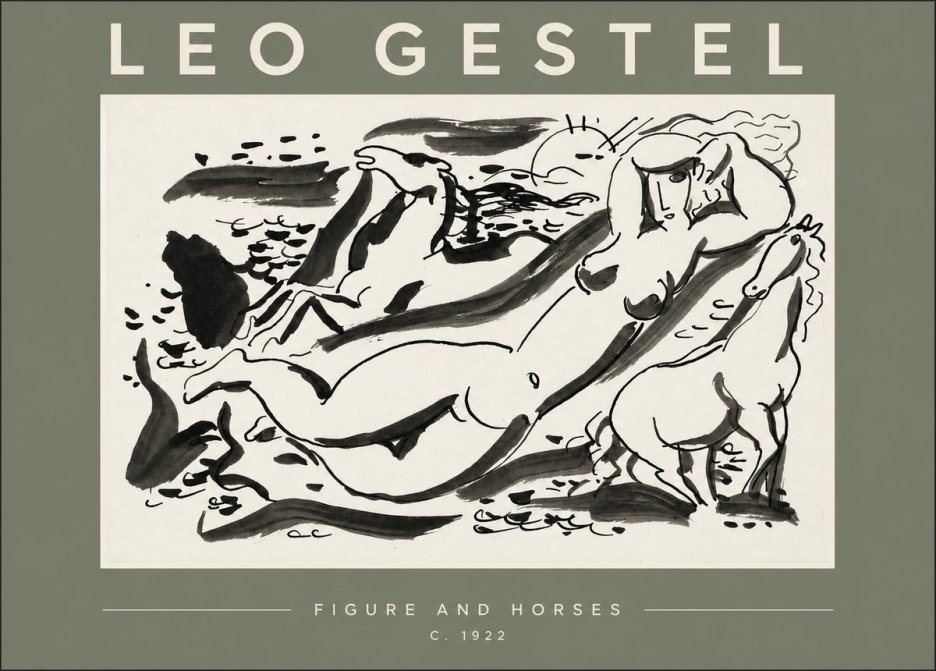 Leo Gestel Figure and Horses No3 - Póster