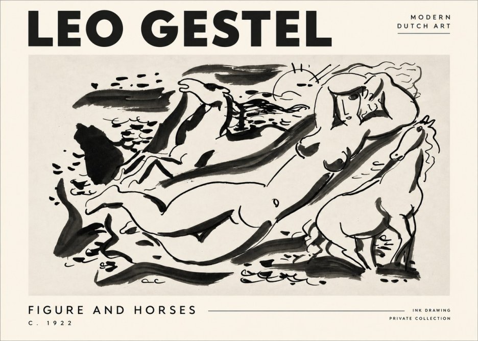 Leo Gestel Figure and Horses No4 - Póster