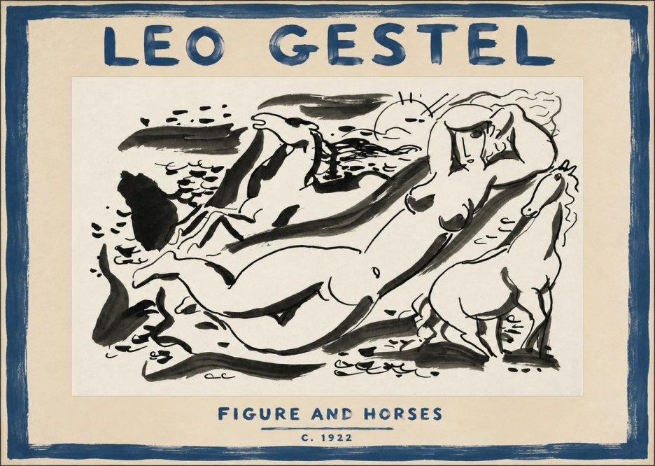 Leo Gestel Figure and Horses No5 - Póster
