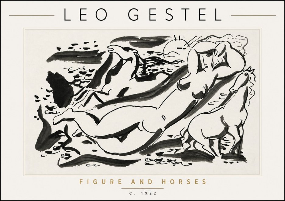 Leo Gestel Figure and Horses No6 - Póster
