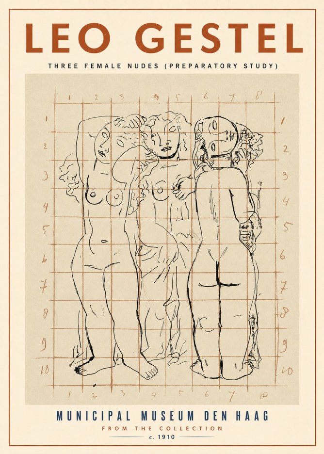 Leo Gestel Three Female Nudes No2 - Póster