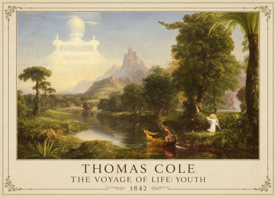 Thomas Cole The Voyage of Life: Youth I No1 - Póster